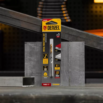 Сверло спиральное по металлу Denzel 5 x 86 мм, Р6М5, Golden Tip, 718233 купить в Ханты-Мансийске