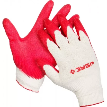 Перчатки ЗУБР "МAСTEP" трикотажные, х/б, обливная ладонь из латекса, S-M 11458-S купить в Ханты-Мансийске