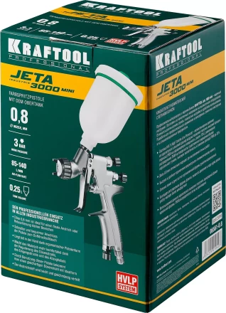 Краскопульт пневматический KRAFTOOL "PRO" Jeta 3000 mini, HVLP, c верхним бачком, 0,8мм 06561-0.8 купить в Ханты-Мансийске