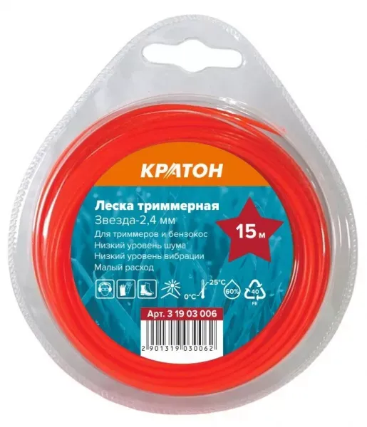 Леска триммерная Кратон Звезда-2,4мм 3 19 03 006 купить в Ханты-Мансийске