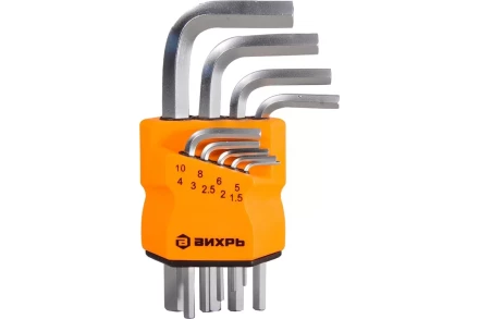 Набор ключей имбусовых Вихрь HEX, 9 шт, 1.5-10 мм 73/6/5/11 купить в Ханты-Мансийске