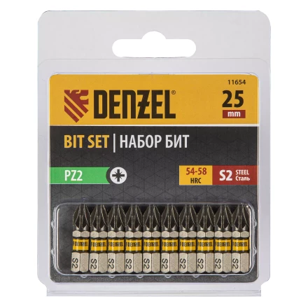Бита PZ2х25, сталь S2, шестигранный профиль, 10 шт. Е 6,3 Denzel 11654 купить в Ханты-Мансийске
