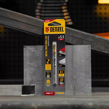 Сверло спиральное по металлу Denzel 5,5 x 93 мм, Р6М5, Golden Tip 718234 купить в Ханты-Мансийске