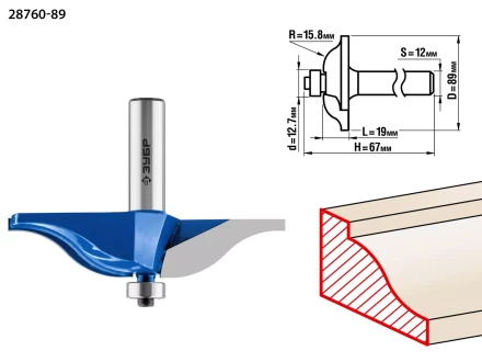 ЗУБР 89 x 19 мм, радиус 15.8 мм, фреза фигирейная №2, Профессионал (28760-89) купить в Ханты-Мансийске