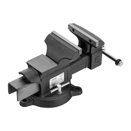 Тиски слесарные BVH-150, 150 мм, поворотные, стальная направляющая, с наковальней //Denzel 18685 купить в Ханты-Мансийске