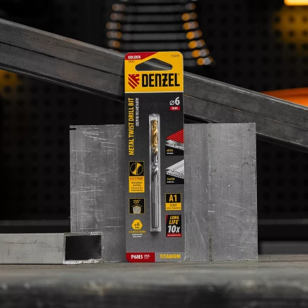 Сверло спиральное по металлу Denzel 6 x 93 мм, Р6М5, Golden Tip, 718235 купить в Ханты-Мансийске