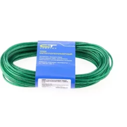 Трос металлополимерный зеленый ПР-3.0 3,0 мм толщина моток 20 м СИБРТЕХ 47647