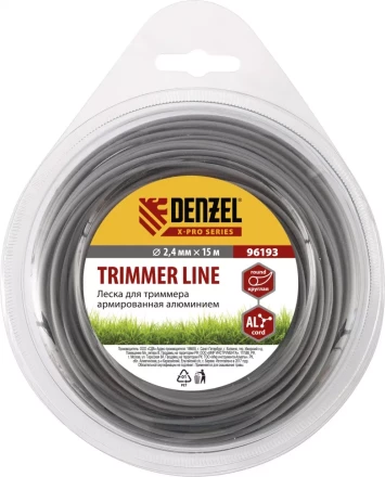 Леска для триммера армированная алюминием X-Pro круглая 2,4мм х 15м блистер Россия Denzel 96193 купить в Ханты-Мансийске