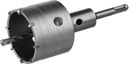 Коронка ЗУБР буровая, коническая посадка центрирующего сверла, SDS-Plus хвостовик, в сборе, 73мм 2918-73_z01 купить в Ханты-Мансийске