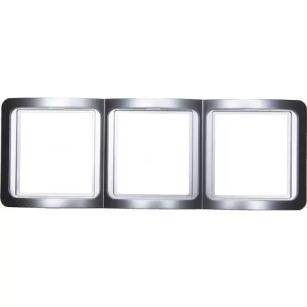 Панель СВЕТОЗАР "ГАММА" накладная, вертикальная, цвет светло-серый металлик, 3 гнезда SV-54149-SM купить в Ханты-Мансийске