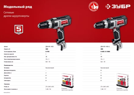 Дрель-шуруповерт сетевая ДШ-М1-400-2 серия МАСТЕР купить в Ханты-Мансийске