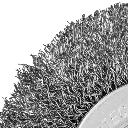 Щетка для УШМ, 100 мм, посадка 22.2 мм, плоская, витая проволока 0.3 мм Сибртех 746487 купить в Ханты-Мансийске