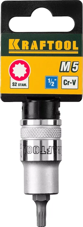 Торцовая бита-головка KRAFTOOL "INDUSTRIE QUALITAT", материал S2, SPLINE, сатинированная, 1/2", M5 27911-05_z01 купить в Ханты-Мансийске