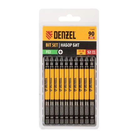 Бита PZ2х90, сталь S2, цилиндр., 10 шт. Е 6,3 Denzel 11645 купить в Ханты-Мансийске