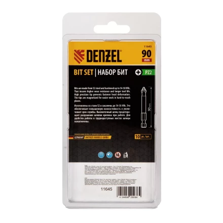 Бита PZ2х90, сталь S2, цилиндр., 10 шт. Е 6,3 Denzel 11645 купить в Ханты-Мансийске
