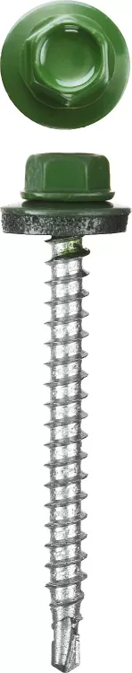 Саморезы СКМ кровельные, RAL 6002 зеленый лист, 19 x 5.5 мм, 2 500 шт, для металлических конструкций, STAYER 30300-55-019-6002 купить в Ханты-Мансийске