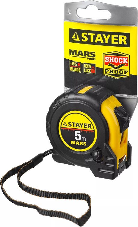 Рулетка STAYER "PROFI" "MARS", обрезиненный корпус, 5мх19мм 34131-05 купить в Ханты-Мансийске