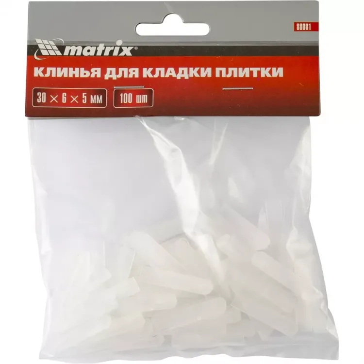 Клинья для кладки плитки 30 х 6 х 5 мм упаковка 100 штук Matrix 88081 купить в Ханты-Мансийске