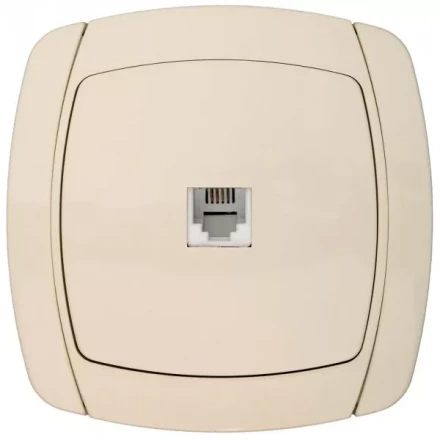 Розетка СВЕТОЗАР &quot;CITY LIGHT&quot; телефонная одинарная в сборе, цвет бежевый SV-54217-B купить в Ханты-Мансийске