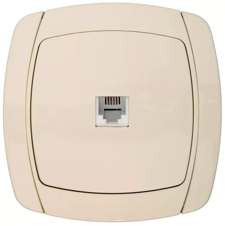 Розетка СВЕТОЗАР &quot;CITY LIGHT&quot; телефонная одинарная в сборе, цвет бежевый SV-54217-B купить в Ханты-Мансийске