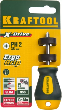 Отвертка KRAFTOOL, Cr-Mo-V сталь, двухкомпонентная противоскользящая рукоятка, PH, №2x38мм 250072-2-038 купить в Ханты-Мансийске