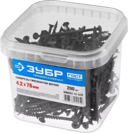 Саморезы фосфатированные с крупной резьбой, гипсокартон-дерево, ЗУБР 300032-42-076, PH2, 4,2 x 76 мм, 200 шт 300032-42-076 купить в Ханты-Мансийске
