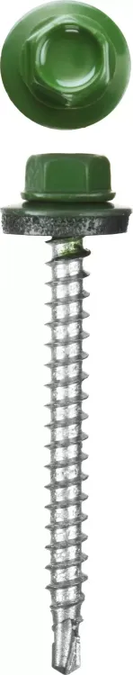 Саморезы СКМ кровельные, RAL 6002 зеленый лист, 25 x 5.5 мм, 420 шт, для металлических конструкций, STAYER 30305-55-025-6002 купить в Ханты-Мансийске