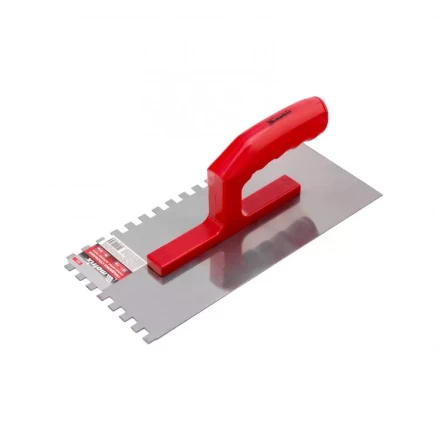 Гладилка стальная 280 x 130 мм зеркальная полировка пластмастмассовая ручка зуб 10 x 10 мм Matrix 86779 купить в Ханты-Мансийске