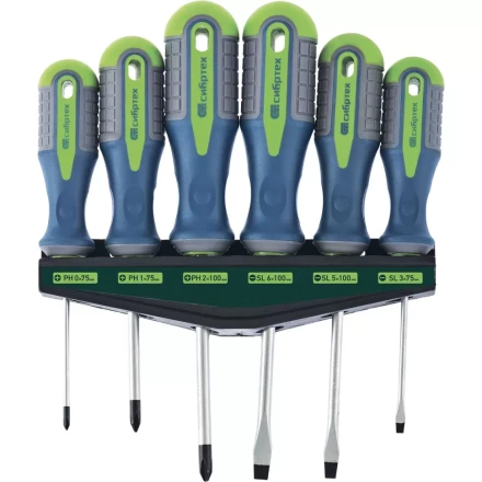 Набор отверток CrV трехкомпонентные рукоятки 6 предметов Сибртех 13374 купить в Ханты-Мансийске