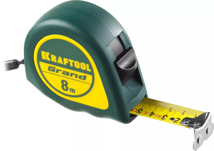 Рулетка KRAFTOOL GRAND, обрезиненный пластиковый корпус, 8м/25мм 34022-08-25 купить в Ханты-Мансийске