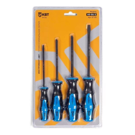 Набор слесарных отверток из стали S2 КВТ НО-04-S, 4 шт. (87105) купить в Ханты-Мансийске