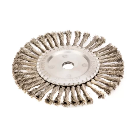 Щетка для УШМ 200 мм Плоская крученая нержавеющая проволока 0.5 мм посадка 22.2 мм Denzel 746383 купить в Ханты-Мансийске