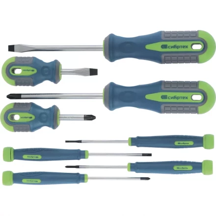 Набор отверток универсальный CrV трехкомпонентные рукоятки 8 предметов Сибртех 13375 купить в Ханты-Мансийске
