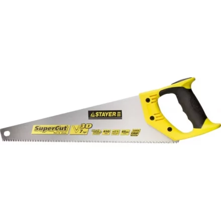 Ножовка универсальная SuperCut 450 мм, 7 TPI, 3D зуб, рез вдоль и поперек волокон, для средних заготовок из всех видов материалов, STAYER 1512-45 купить в Ханты-Мансийске
