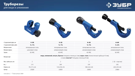 ЗУБР Универсал-42, 6 - 42 мм, труборез для меди и алюминия, Профессионал (23850) купить в Ханты-Мансийске