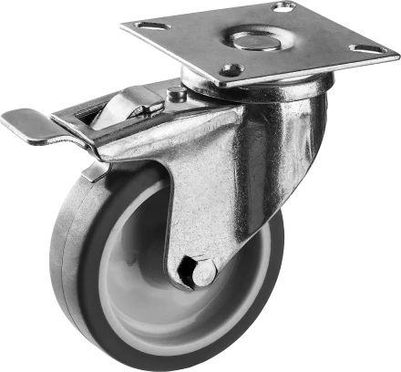 ЗУБР d 75 мм, г/п 60 кг, резина/полипропилен, термопластичное поворотное колесо c тормозом, Профессионал (30946-75-B) купить в Ханты-Мансийске