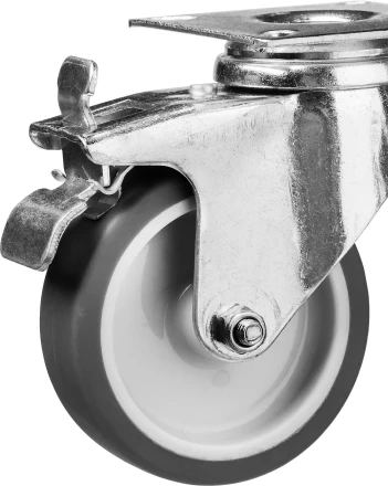 ЗУБР d 75 мм, г/п 60 кг, резина/полипропилен, термопластичное поворотное колесо c тормозом, Профессионал (30946-75-B) купить в Ханты-Мансийске