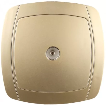 Розетка СВЕТОЗАР &quot;АКЦЕНТ&quot; телевизионная одинарная в сборе, цвет золотой металлик SV-54215-GM купить в Ханты-Мансийске