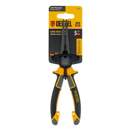 Длинногубцы прямые 205 мм Denzel 17302, трехкомпонентные рукоятки купить в Ханты-Мансийске