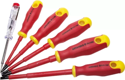Набор STAYER "PROFI" "ELECTRO": Отвертки диэлектрические, тестер, 100-250В, Cr-V, 6шт 25145-H6_z01 купить в Ханты-Мансийске