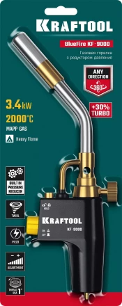Blue Fire  KF-9000  горелка для МАПП / MAPP газа,  с пъезоподжигом,  на баллон c резьбовым соединением US 1, 2000°C 55510 купить в Ханты-Мансийске