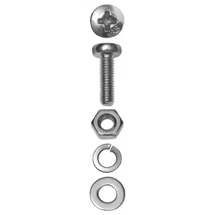Винт ЗУБР (DIN7985) в комплекте с гайкой (DIN934), шайбой (DIN125), шайбой пруж. (DIN127),  M5x50мм, ТФ6, 9шт. 4-303476-05-050 купить в Ханты-Мансийске