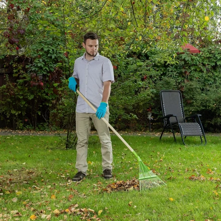 Грабли веерные стальные Palisad, 565 мм, 22 плоских зуба, эмалированные, усиленные, без черенка, 617015 купить в Ханты-Мансийске