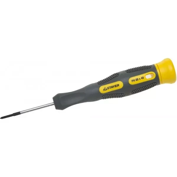Отвертка STAYER "PROFESSIONAL" "MAX-GRIP" для точн работ, Cr-V, двухкомп рукоятка, магнит наконечник, PH №00x40мм 25826-00-040 G купить в Ханты-Мансийске