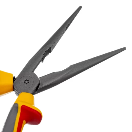 Длинногубцы прямые Denzel 17305, диэлектрические рукоятки до 1000 В, трехкомпонентные рукоятки, 205мм купить в Ханты-Мансийске