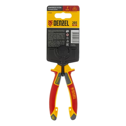 Длинногубцы прямые Denzel 17305, диэлектрические рукоятки до 1000 В, трехкомпонентные рукоятки, 205мм купить в Ханты-Мансийске