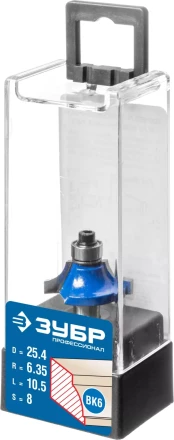 ЗУБР 25.4 x 10.5 мм, радиус 6.3 мм, фреза кромочная калевочная №1, Профессионал (28700-25.4) купить в Ханты-Мансийске