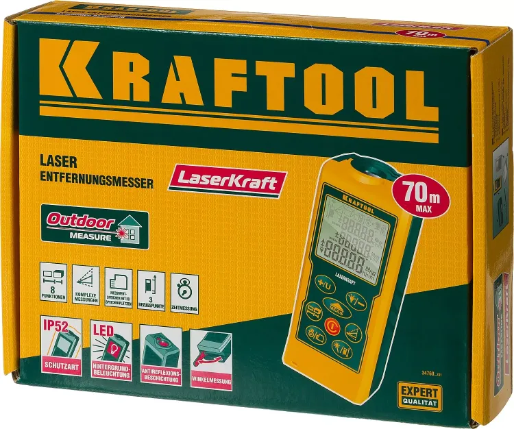 Дальномер лазерный LASER-KRAFT, дальность 5см - 70м, точность 1,5мм, KRAFTOOL 34760 34760_z01 купить в Ханты-Мансийске