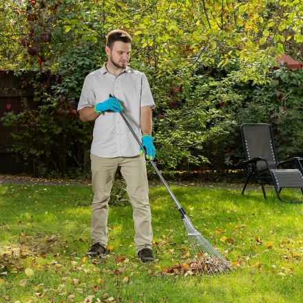 Грабли веерные стальные Palisad, 190 - 520 х 1200 - 1500 мм, 15 зубьев, раздвижные, стальной черенок, 6175655 купить в Ханты-Мансийске