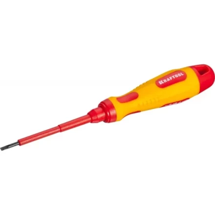 Отвертка KRAFTOOL, высоковольтная, Cr-Mo-V стержень, двухкомпонент. маслобензостойкая рукоятка, SL, 2,5х75мм 250083-2.5-075 купить в Ханты-Мансийске